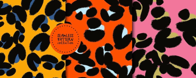 set collection seamless patterns with leopard spots backgrounds textile fabric wrapping paper