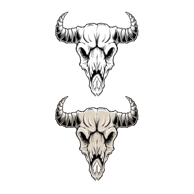 Vector set collection of skull bull