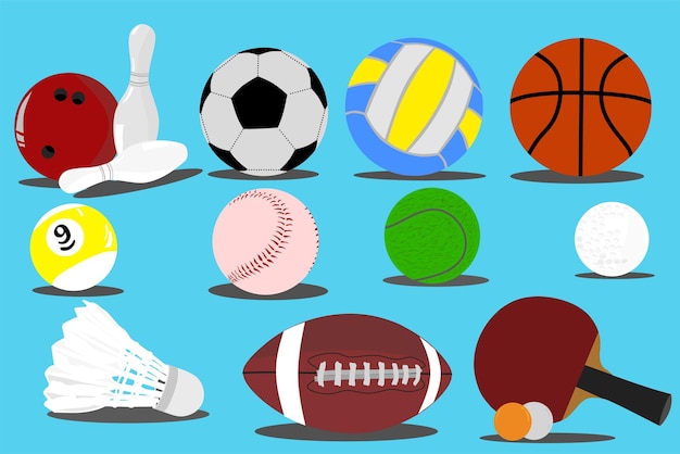 Набор иллюстраций спортивного мяча