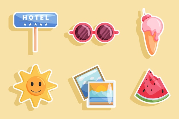 Set collection of summer sticker