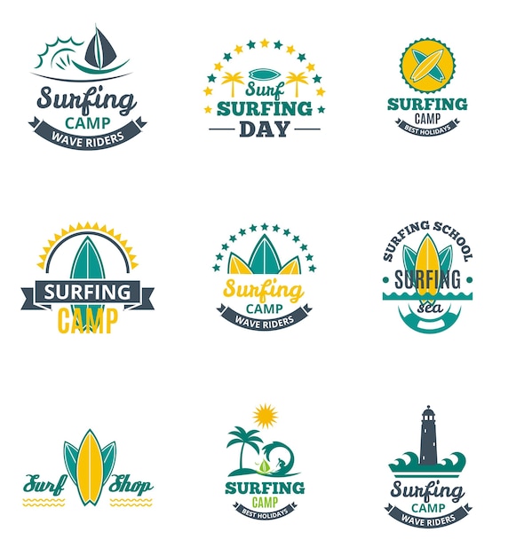 Imposta la collezione logo surf