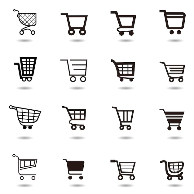 Set collection of vector shopping cart icons