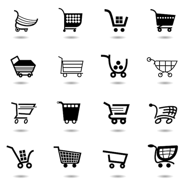 Vector set collection of vector shopping cart icons