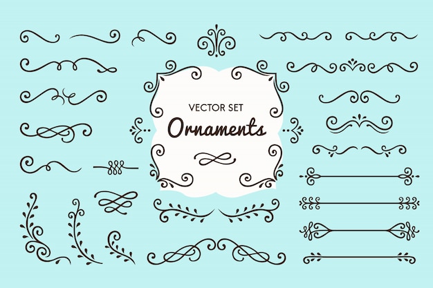 Vector set collection of vintage ornament elements