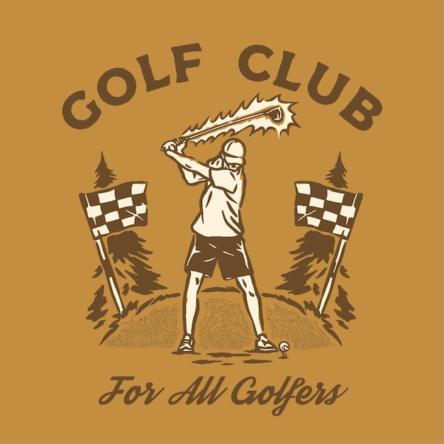 Набор коллекции vintage retro golf illustration футболка с логотипом векторная иллюстрация