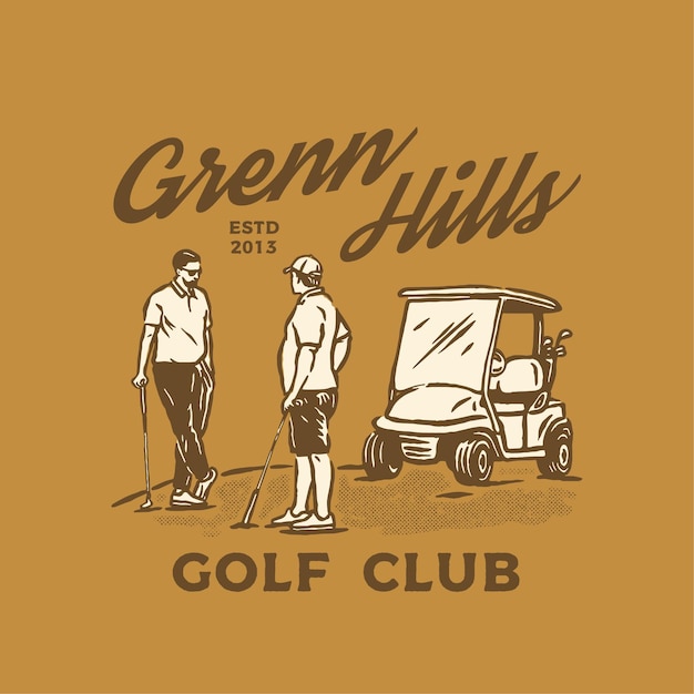 Набор коллекции Vintage Retro Golf Illustration футболка с логотипом векторная иллюстрация