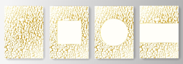 Set Collection of white backgrounds with golden honeycomb pattern and frames