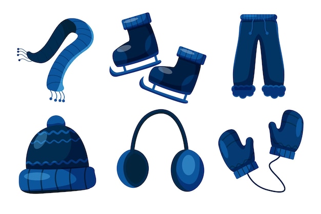 Set collection of winter clothes element