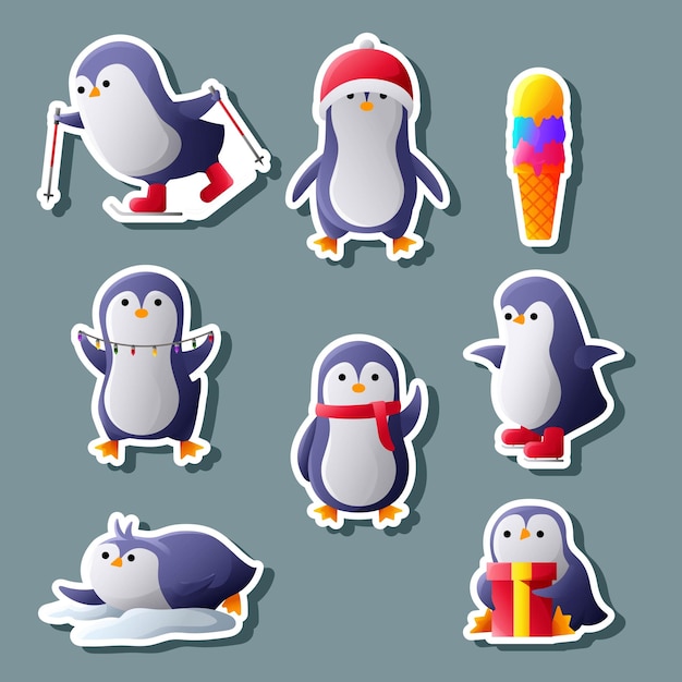 Set collection of winter sticker