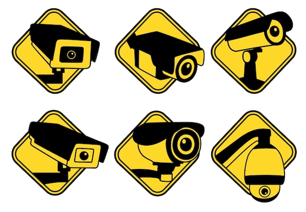 Set Collections CCTV sign icon symbol Security Camera logo vector illustration