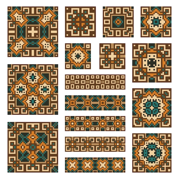 Set collections of geometrical abstract ornaments. ethnic patterns