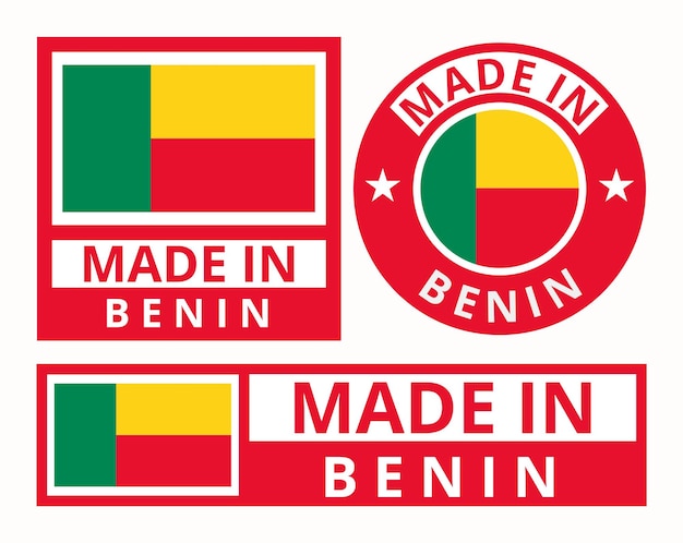 set collections made in Benin design product labels business icons vector