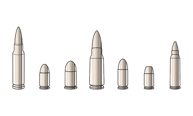 Вектор Набор коллекций ретро-металлических титановых пуль клип-арт векторная иллюстрация