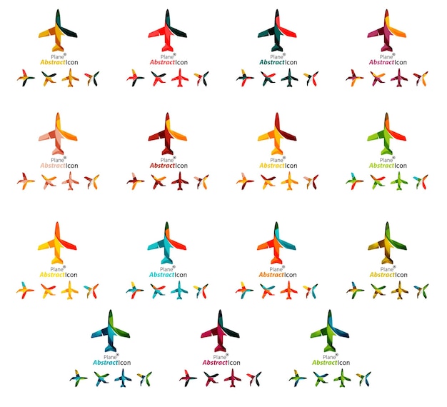 Vettore set di icone del logo dell'aeroplano a colori