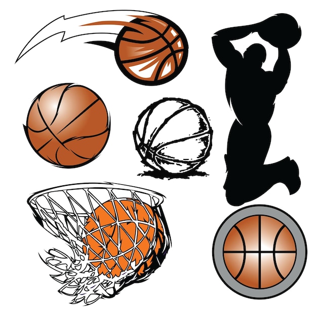 A set of color basketballs with different designs vector illustration