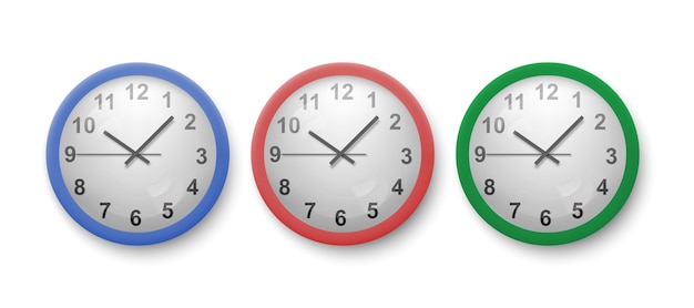 Set of color clocks vector illustration