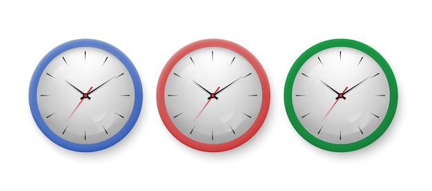 Set of color clocks vector illustration