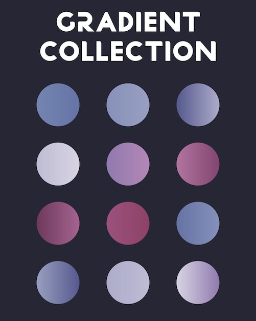 A set of color combinations Collection of gradients Vector illustration