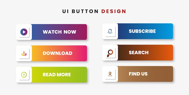 Set of color ful icon and ui kit button design