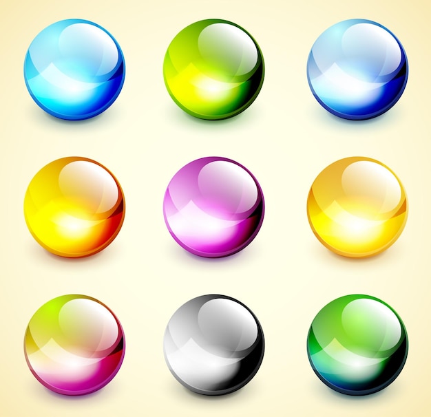 Vector set of color glossy spheres