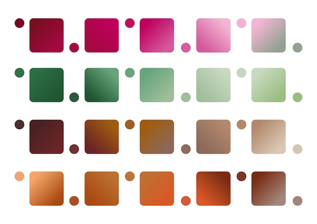 A set of color gradient fill vector swatches