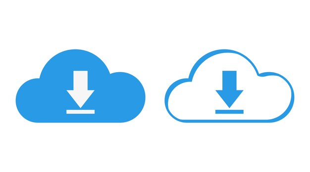 Vector set color icon upload on cloud storage