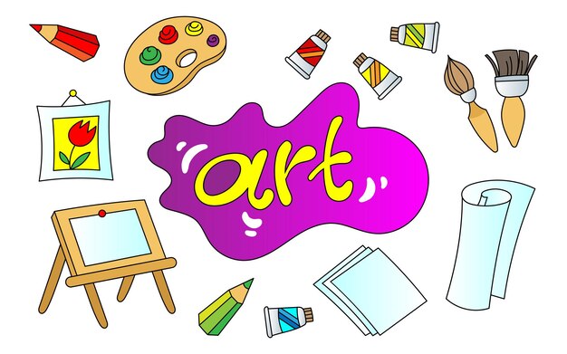 Vector set of color illustrations for artists