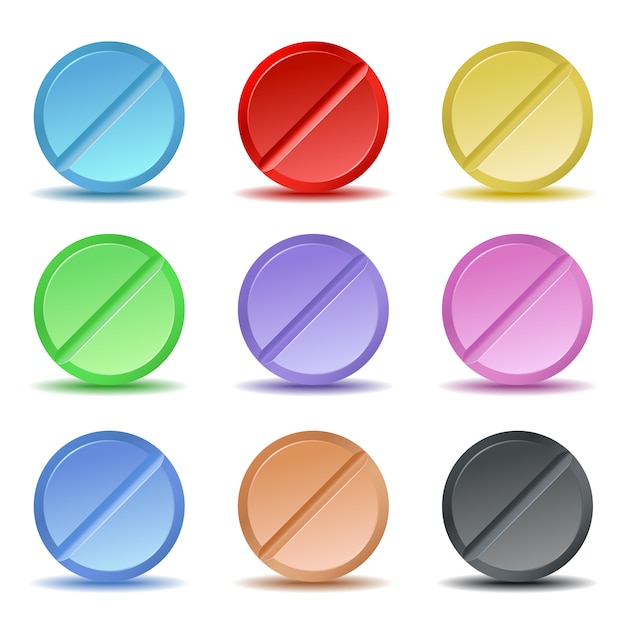 Vector set of color pill icons