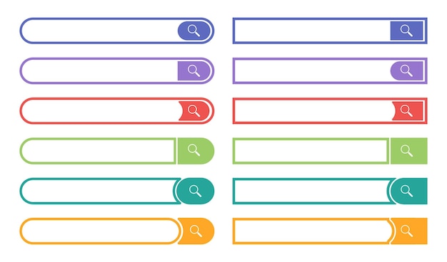 Vector set of color search bars in flat style