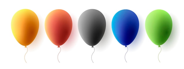 Set of colored air balloons 3d cartoon style isolated