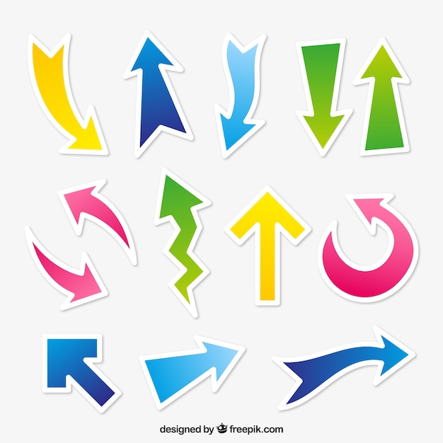 set of colored arrow stickers