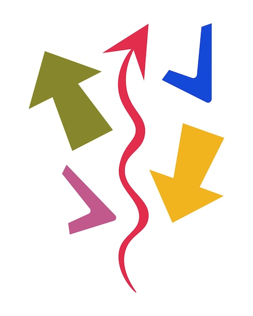 Vector set of colored arrows on a white background