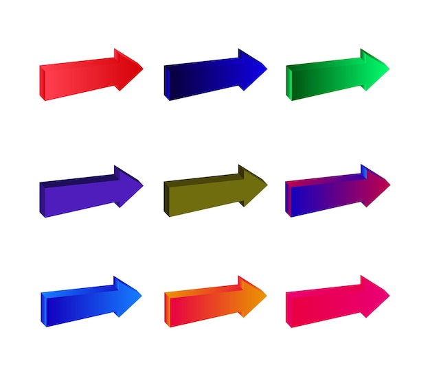 Set of colored arrows