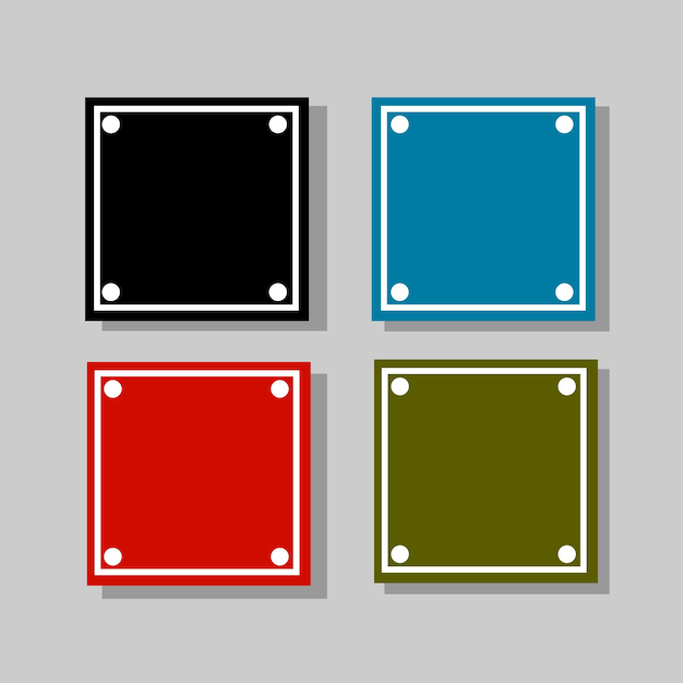 set of colored blank square labels vector illustration