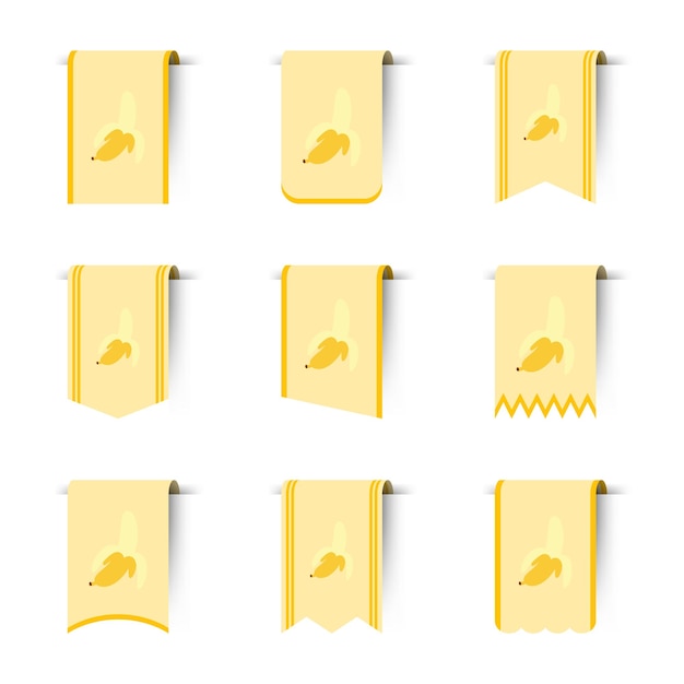 Set of colored bookmarks with Banana