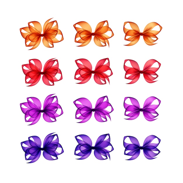 Vector set of colored bright gift bows