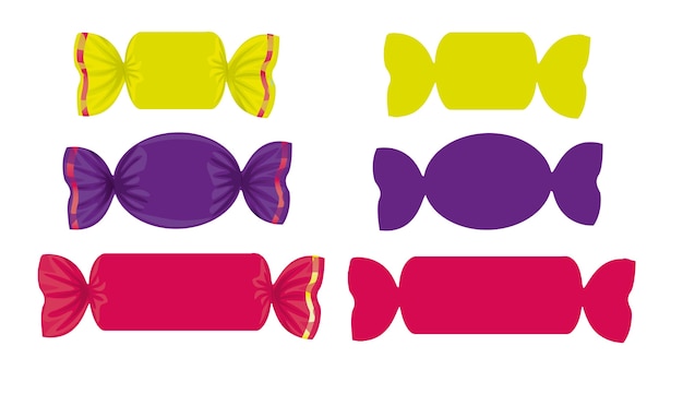 set of colored candies in different shapes 