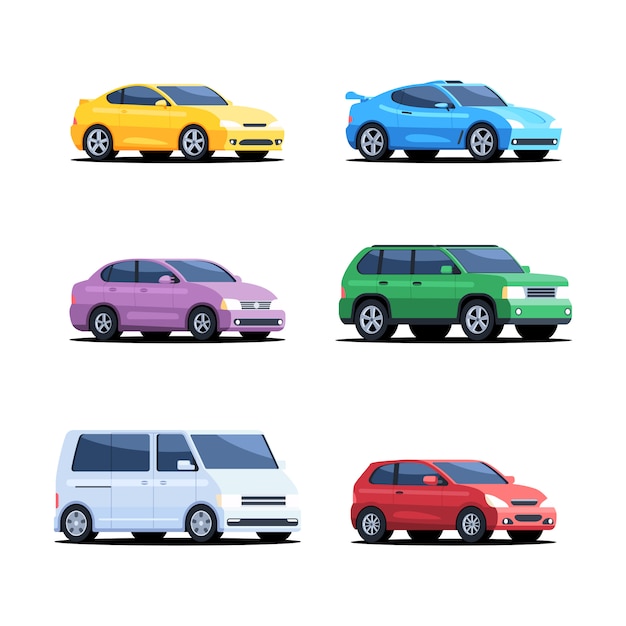 Set of colored cars