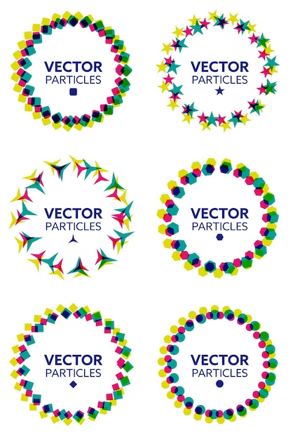 Vector set of colored circles formed by different geometric shapes abstract design elements vector