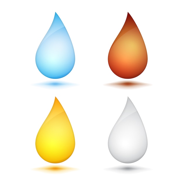 Set of colored drops on white background, vector eps10 illustration