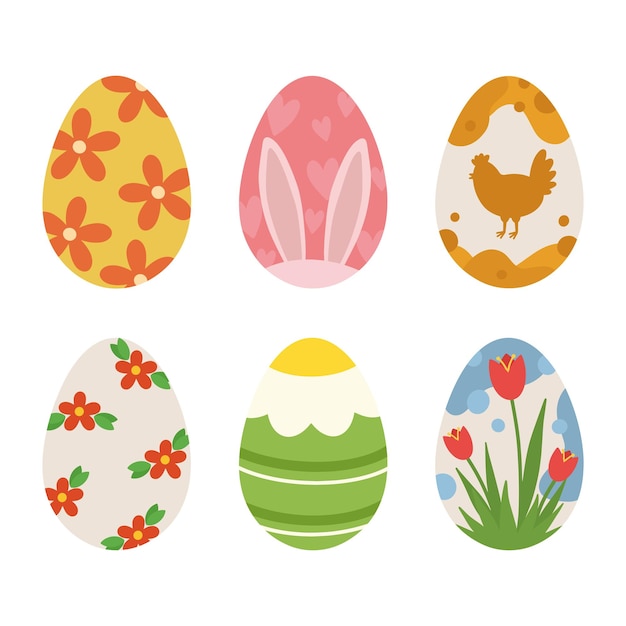 Vector a set of colored easter eggs cute easter eggs for decoration easter eggs vector icons