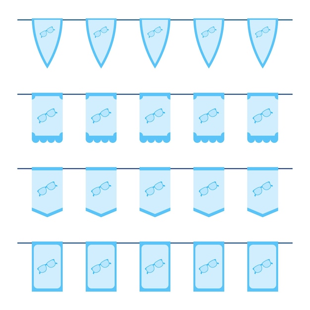 Vector set of colored flags with glasses