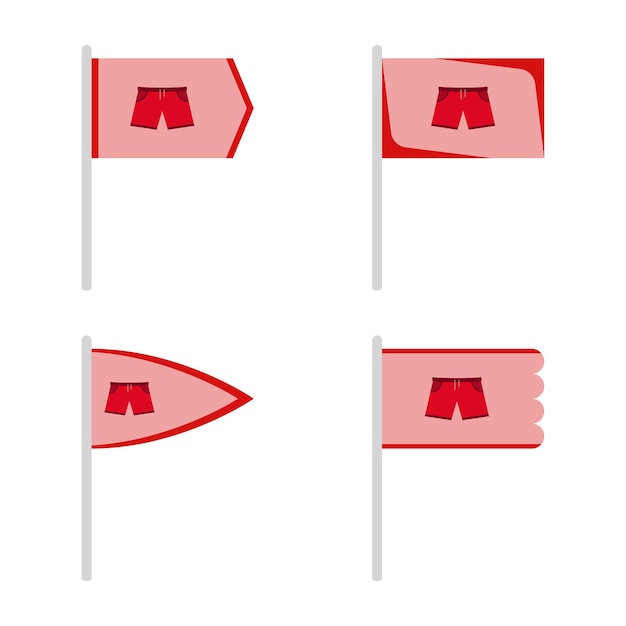 Vector set of colored flags with shorts