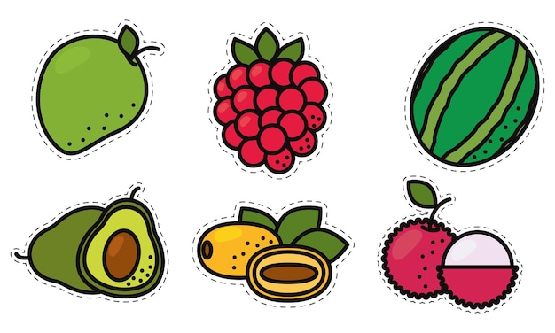 Set of colored fruit icons Vector illustration