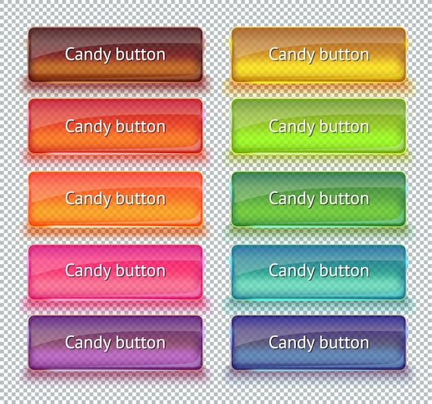 Vector set of colored glass buttons for web interface.