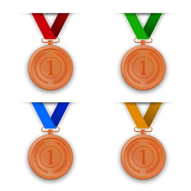 Set of colored icons medals