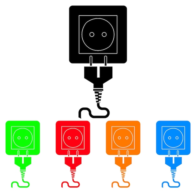 Set of colored icons socket and plug.