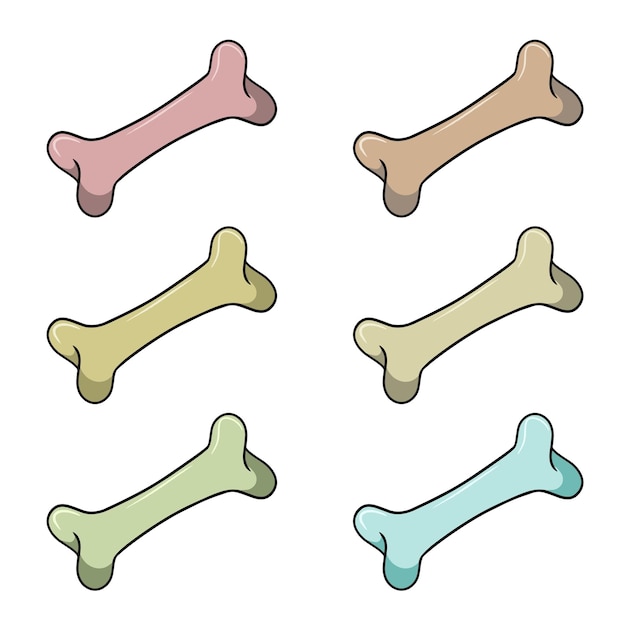 A set of colored icons a toy for a dog a bone vector cartoon