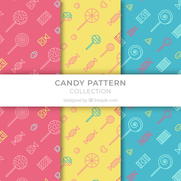 Set of colored patterns with candies