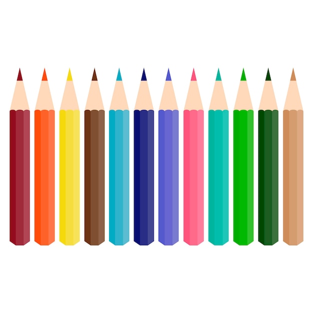 Vector set of colored pencils on white background